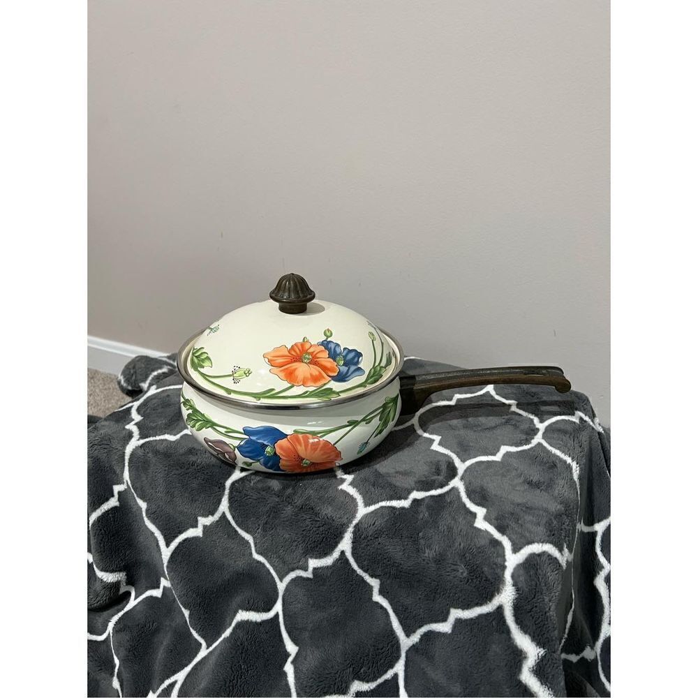 Villeroy & Boch Amapola Enamel Over Metal 2 PC Sauce Pan Pot diameter 7"